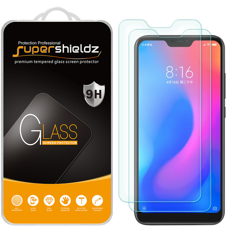 [2-Pack] Supershieldz for Xiaomi Redmi 6 Pro Tempered Glass Screen Protector, Anti-Scratch, Anti-Fingerprint, Bubble Free