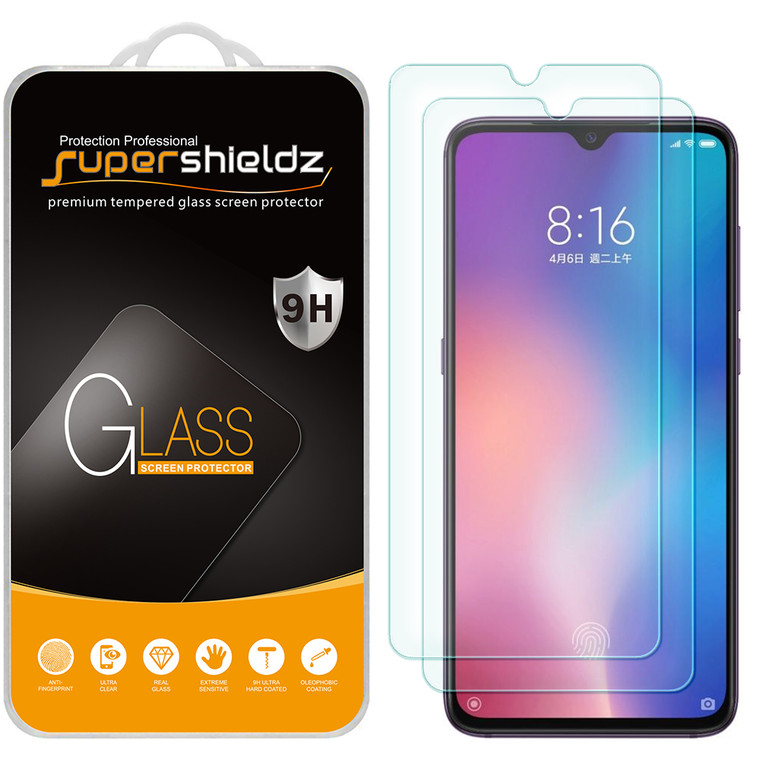 [2-Pack] Supershieldz for Xiaomi Mi 9 / Mi 9 Lite Tempered Glass Screen Protector, Anti-Scratch, Anti-Fingerprint, Bubble Free