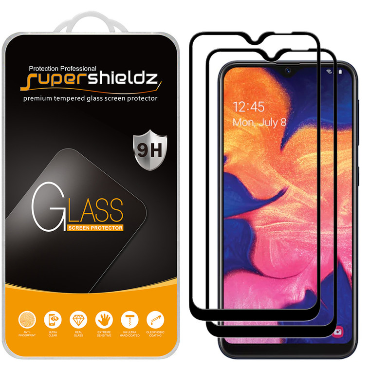 [2-Pack] Supershieldz for Samsung Galaxy A10e [Full Screen Coverage] Tempered Glass Screen Protector, Anti-Scratch, Bubble Free (Black)