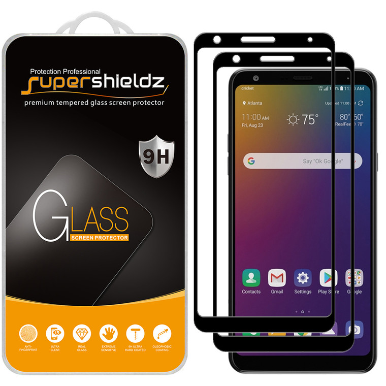 [2-Pack] Supershieldz for LG Stylo 5 / Stylo 5X / Stylo 5 Plus [Full Screen Coverage] Tempered Glass Screen Protector, Anti-Scratch, Bubble Free (Black)