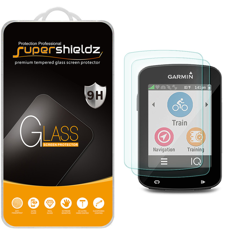 [2-Pack] Supershieldz for Garmin Edge 520 / 520 Plus / 820 Tempered Glass Screen Protector, Anti-Scratch, Anti-Fingerprint, Bubble Free