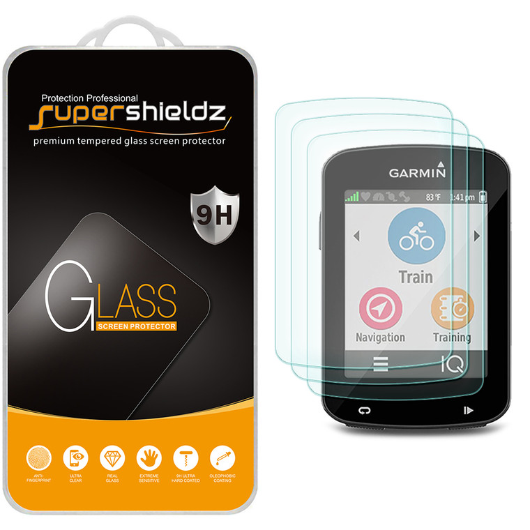 [3-Pack] Supershieldz for Garmin Edge 520 / 520 Plus / 820 Tempered Glass Screen Protector, Anti-Scratch, Anti-Fingerprint, Bubble Free