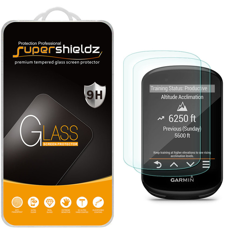 [2-Pack] Supershieldz for Garmin Edge 530 / 830 Tempered Glass Screen Protector, Anti-Scratch, Anti-Fingerprint, Bubble Free