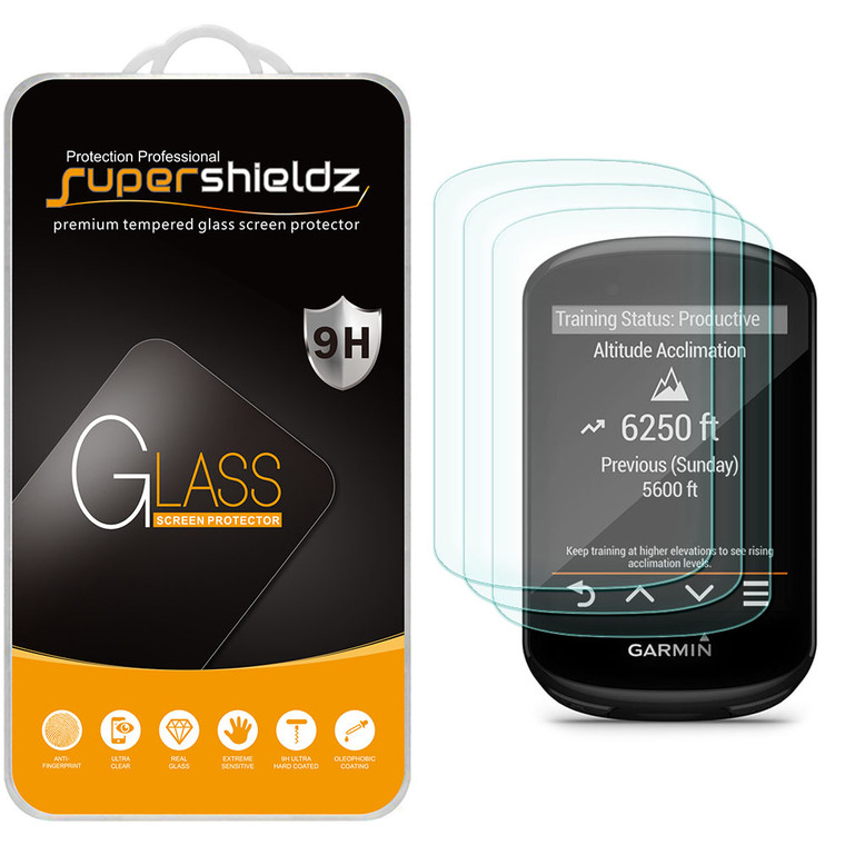 [3-Pack] Supershieldz for Garmin Edge 530 / 830 Tempered Glass Screen Protector, Anti-Scratch, Anti-Fingerprint, Bubble Free