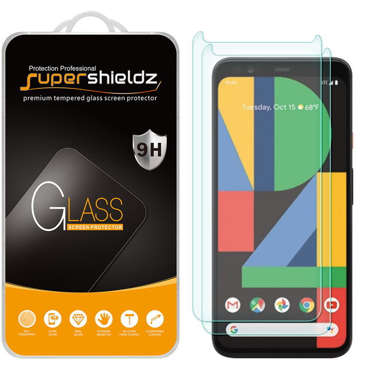 [2-Pack] Supershieldz for Google Pixel 4 Tempered Glass Screen Protector, Anti-Scratch, Anti-Fingerprint, Bubble Free