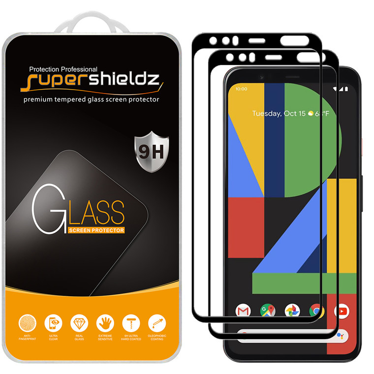 [2-Pack] Supershieldz for Google Pixel 4 XL [Full Screen Coverage] Tempered Glass Screen Protector, Anti-Scratch, Bubble Free (Black)