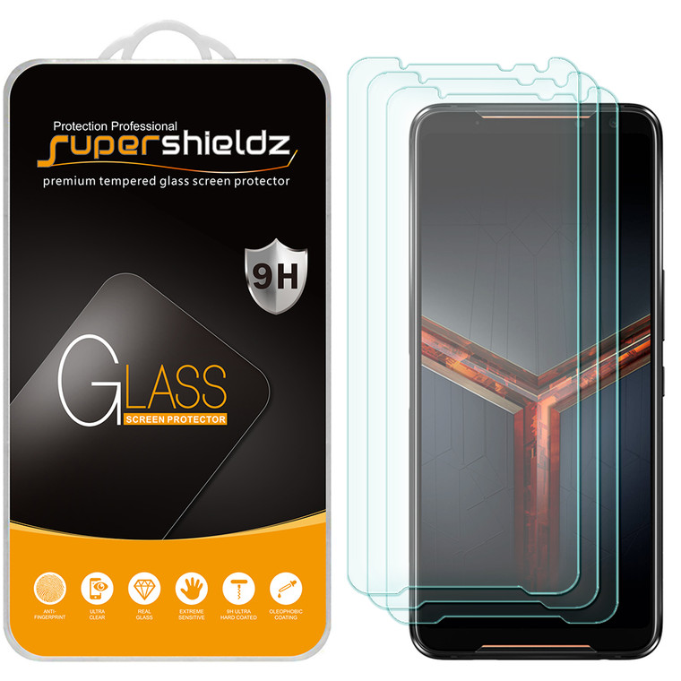 [3-Pack] Supershieldz for Asus ROG Phone 2 / ROG Phone II (ZS660KL) Tempered Glass Screen Protector, Anti-Scratch, Anti-Fingerprint, Bubble Free