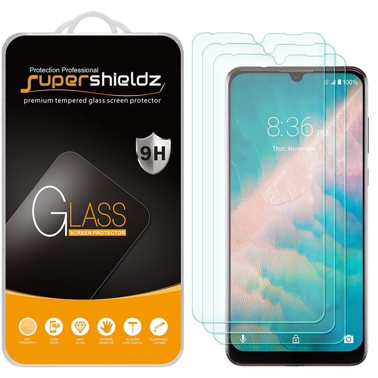 [3-Pack] Supershieldz for ZTE Blade 10 and Blade 10 Prime Tempered Glass Screen Protector, Anti-Scratch, Anti-Fingerprint, Bubble Free