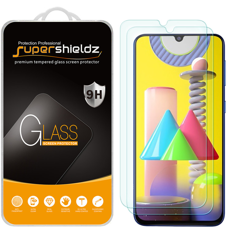 [2-Pack] Supershieldz for Samsung Galaxy M31 Tempered Glass Screen Protector, Anti-Scratch, Anti-Fingerprint, Bubble Free