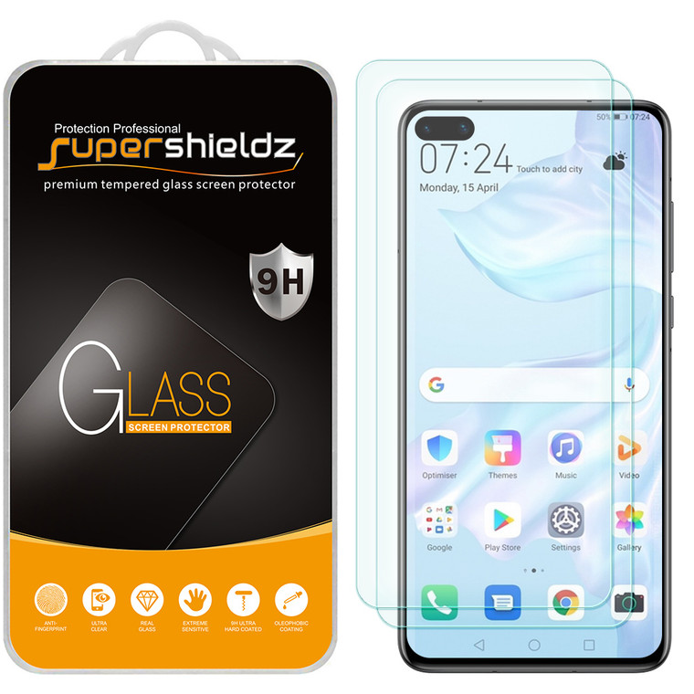 [2-Pack] Supershieldz for Huawei P40 Tempered Glass Screen Protector, Anti-Scratch, Anti-Fingerprint, Bubble Free