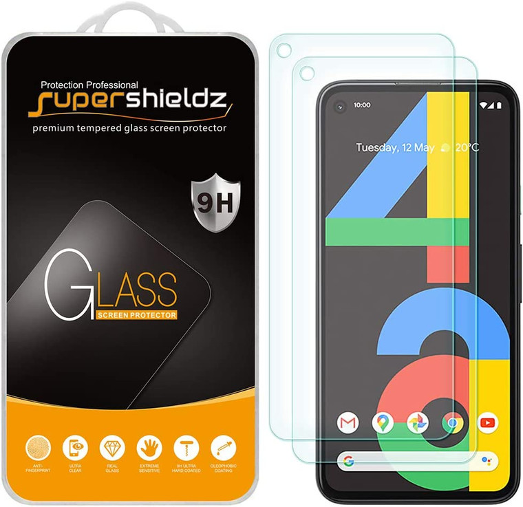 [2-Pack] Supershieldz for Google Pixel 4a Tempered Glass Screen Protector, Anti-Scratch, Anti-Fingerprint, Bubble Free