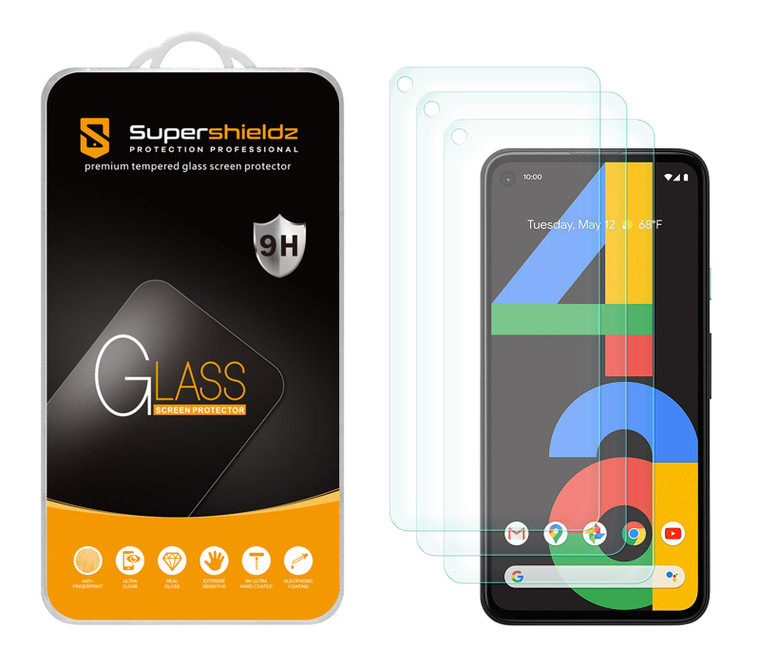 [3-Pack] Supershieldz for Google Pixel 4a Tempered Glass Screen Protector, Anti-Scratch, Anti-Fingerprint, Bubble Free