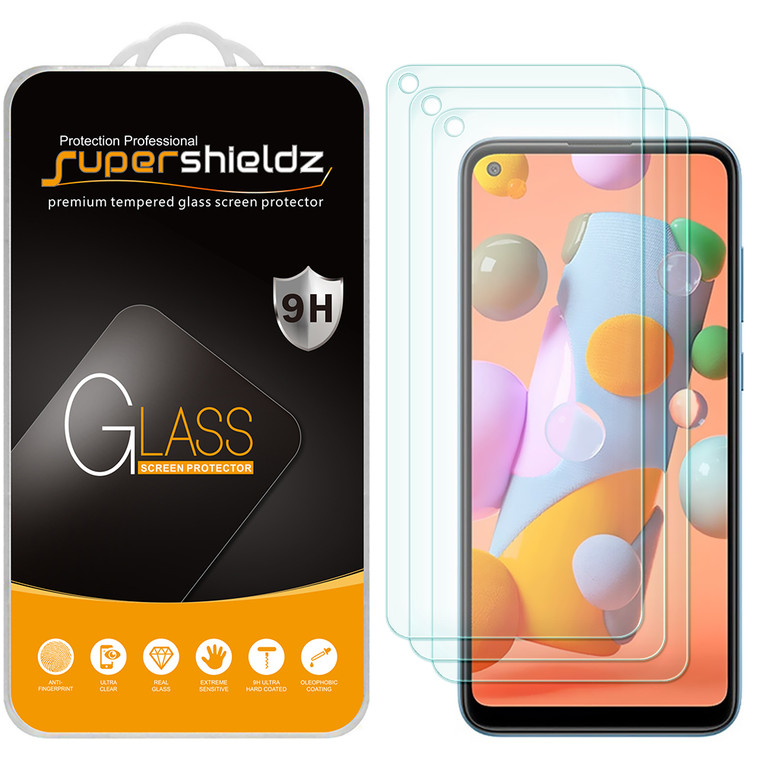 [3-Pack] Supershieldz for Samsung Galaxy A11 Tempered Glass Screen Protector, Anti-Scratch, Anti-Fingerprint, Bubble Free