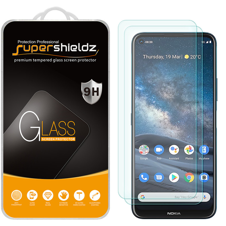 [2-Pack] Supershieldz for Nokia 8.3 5G / Nokia 8.3 Tempered Glass Screen Protector, Anti-Scratch, Anti-Fingerprint, Bubble Free