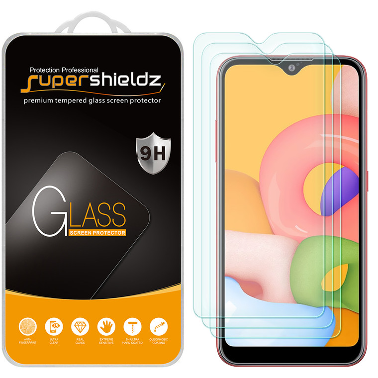 [3-Pack] Supershieldz for Samsung Galaxy M01 Tempered Glass Screen Protector, Anti-Scratch, Anti-Fingerprint, Bubble Free