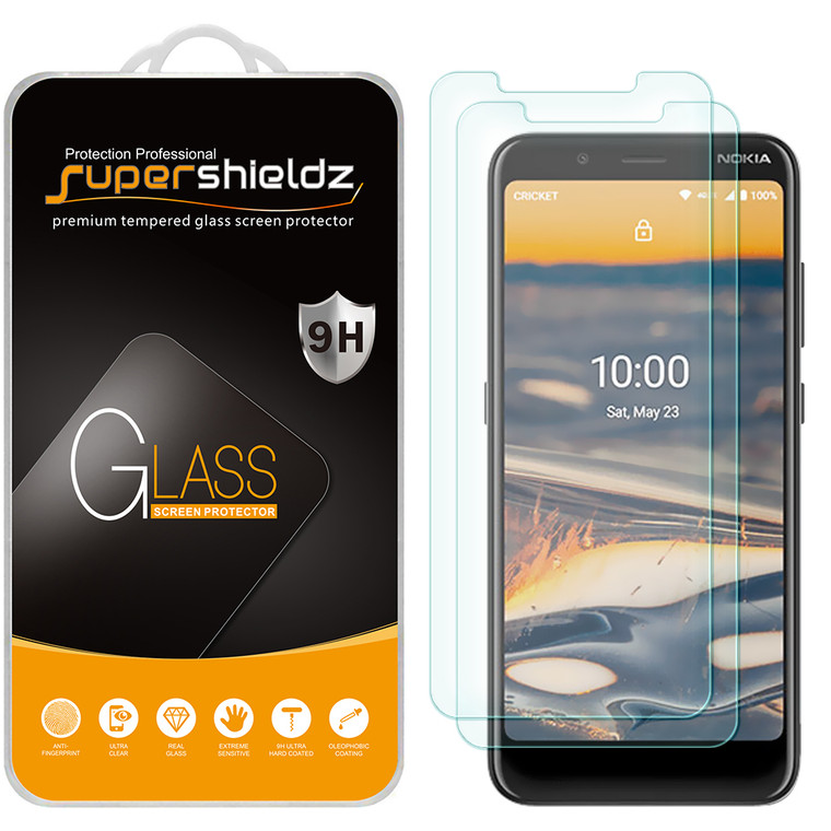 [2-Pack] Supershieldz for Nokia 2 V Tella/ C2 Tava / C2 Tennen Tempered Glass Screen Protector, Anti-Scratch, Anti-Fingerprint, Bubble Free