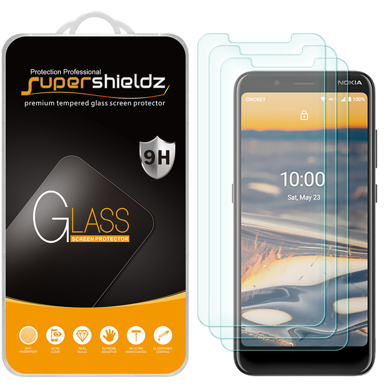 [3-Pack] Supershieldz for Nokia 2 V Tella/ C2 Tava / C2 Tennen Tempered Glass Screen Protector, Anti-Scratch, Anti-Fingerprint, Bubble Free