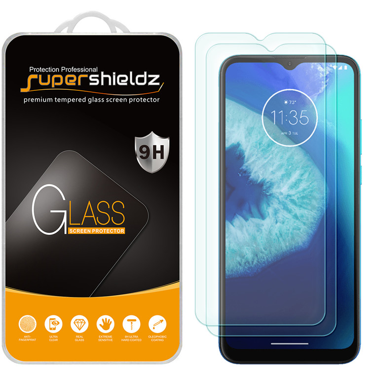 [2-Pack] Supershieldz for Motorola (Moto G8 Power Lite) Tempered Glass Screen Protector, Anti-Scratch, Anti-Fingerprint, Bubble Free