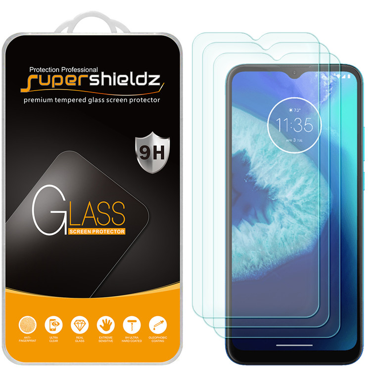 [3-Pack] Supershieldz for Motorola (Moto G8 Power Lite) Tempered Glass Screen Protector, Anti-Scratch, Anti-Fingerprint, Bubble Free
