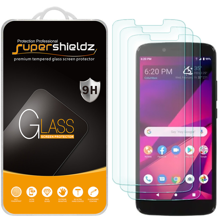 [3-Pack] Supershieldz for BLU View Mega Tempered Glass Screen Protector, Anti-Scratch, Anti-Fingerprint, Bubble Free