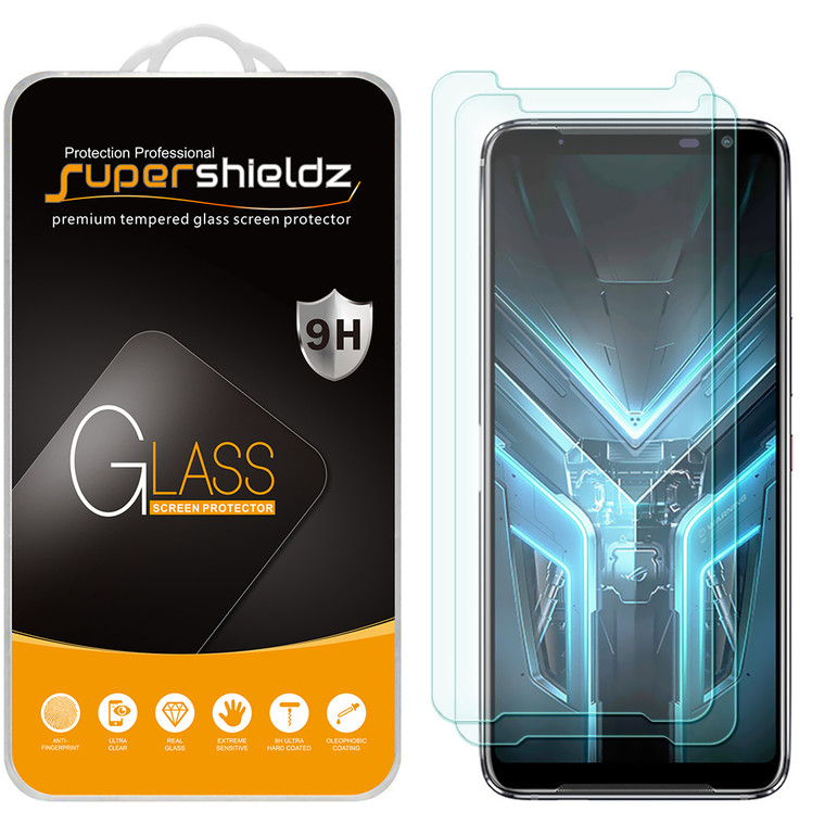 [2-Pack] Supershieldz for Asus (ROG Phone 3) Tempered Glass Screen Protector, Anti-Scratch, Anti-Fingerprint, Bubble Free