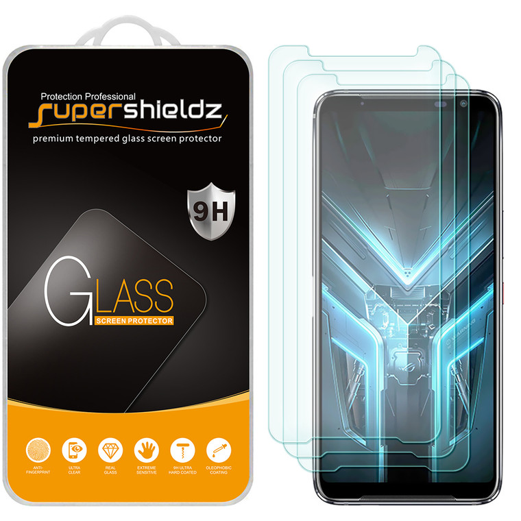 [3-Pack] Supershieldz for Asus (ROG Phone 3) Tempered Glass Screen Protector, Anti-Scratch, Anti-Fingerprint, Bubble Free