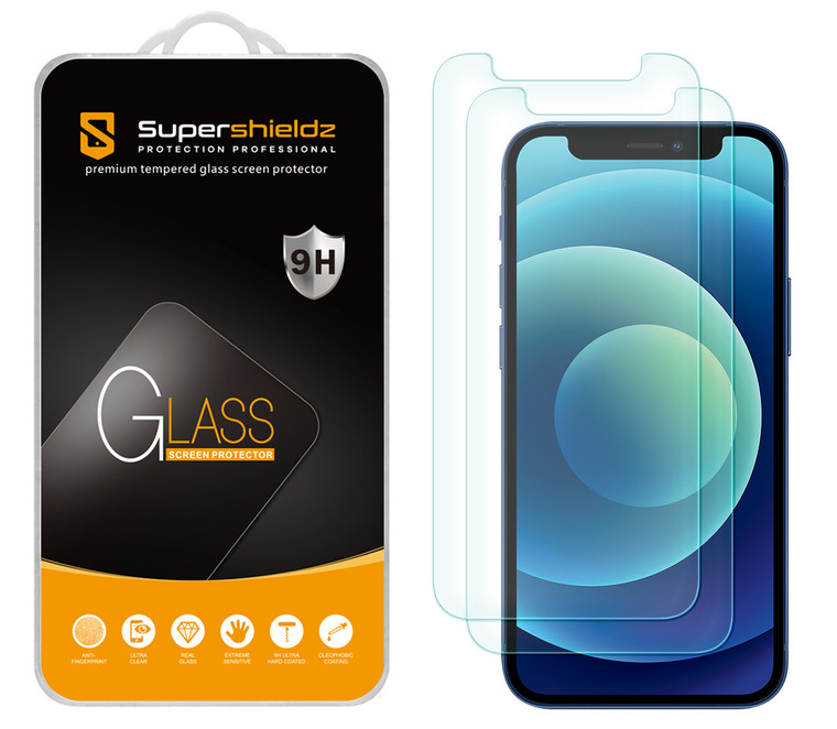 [2-Pack] Supershieldz for Apple iPhone 12 Mini (5.4 inch) Tempered Glass Screen Protector, Anti-Scratch, Anti-Fingerprint, Bubble Free