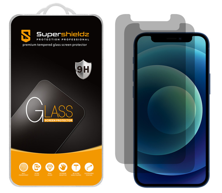 [2-Pack] Supershieldz for Apple iPhone 12 Mini (5.4 inch) Privacy Anti-Spy Tempered Glass Screen Protector, Anti-Scratch, Anti-Fingerprint, Bubble Free