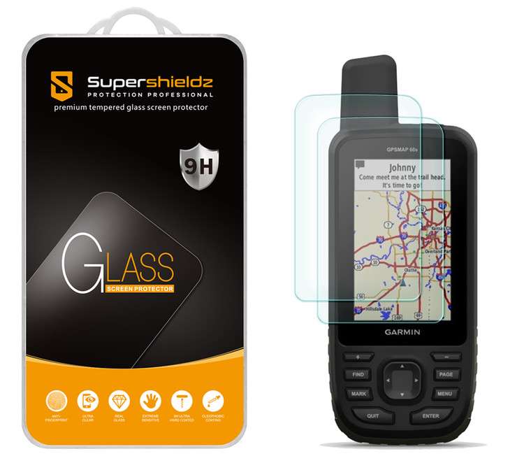 [2-Pack] Supershieldz for Garmin GPSMAP 67 67i 66i 66s 66st 66sr Tempered Glass Screen Protector, Anti-Scratch, Anti-Fingerprint, Bubble Free