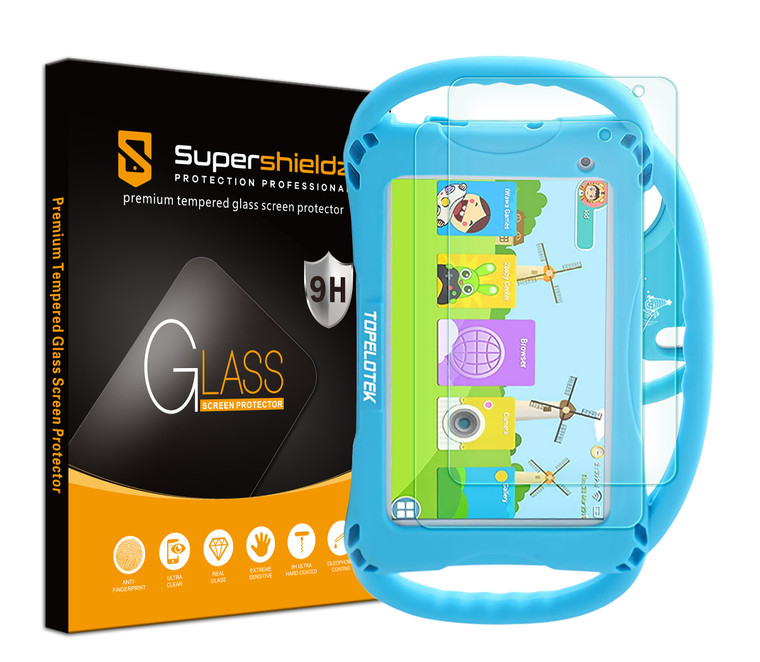 [2-Pack] Supershieldz for Topelotek Kids Tablet 7 inch (KIDS709) Tempered Glass Screen Protector, Anti-Scratch, Anti-Fingerprint, Bubble Free