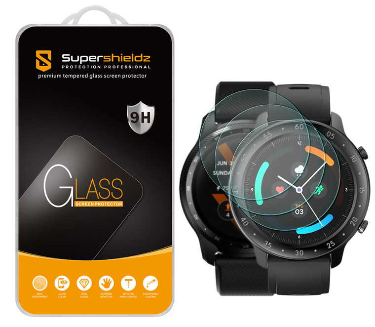 [3-Pack] Supershieldz for TicWatch Pro 3 / TicWatch Pro 3 Ultra GPS Smartwatch Tempered Glass Screen Protector, Anti-Scratch, Anti-Fingerprint, Bubble Free