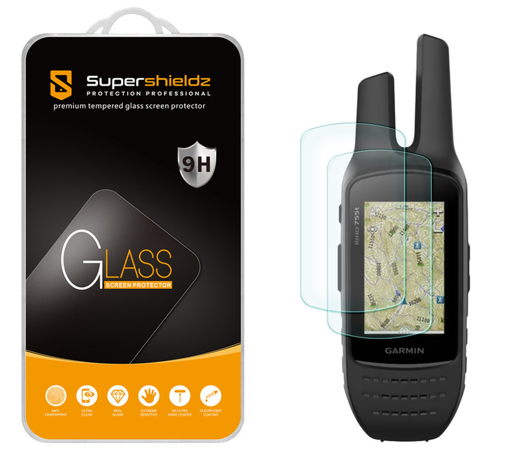 [2-Pack] Supershieldz for Garmin Rino 750 755T Tempered Glass Screen Protector, Anti-Scratch, Anti-Fingerprint, Bubble Free