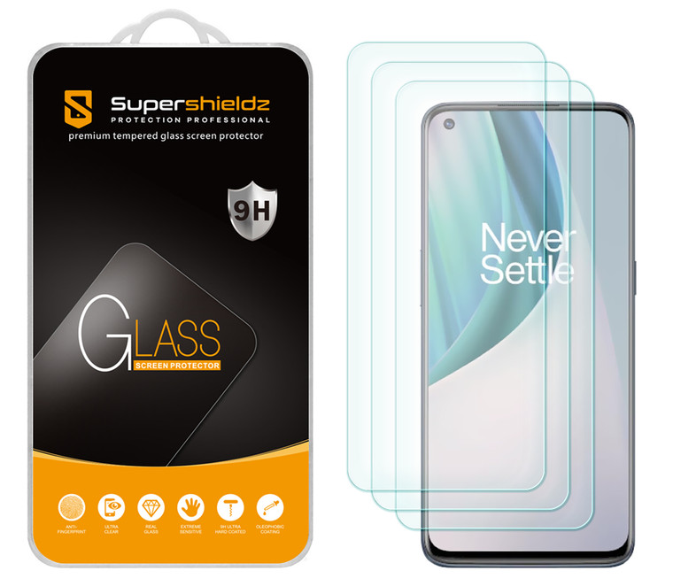 [3-Pack] Supershieldz for OnePlus Nord N10 5G Tempered Glass Screen Protector, Anti-Scratch, Anti-Fingerprint, Bubble Free