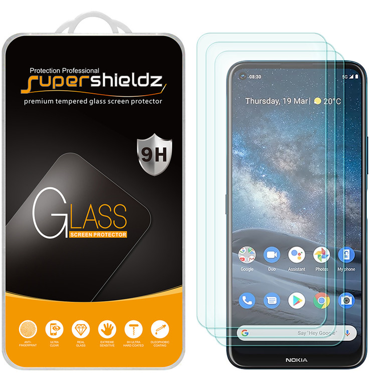 [3-Pack] Supershieldz for Nokia 8 V 5G UW Tempered Glass Screen Protector, Anti-Scratch, Anti-Fingerprint, Bubble Free