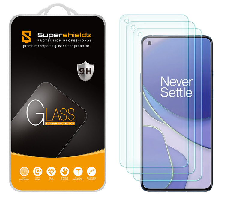 [3-Pack] Supershieldz for OnePlus 9 / OnePlus 9 5G Tempered Glass Screen Protector, Anti-Scratch, Anti-Fingerprint, Bubble Free