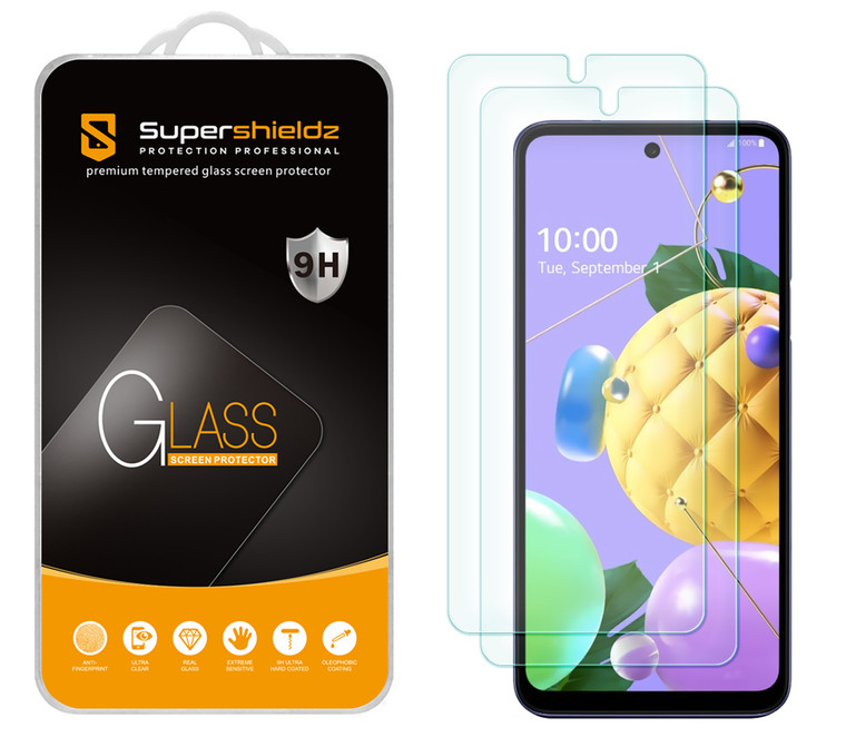 [2-Pack] Supershieldz for LG K42/ K62/ Q52 Tempered Glass Screen Protector, Anti-Scratch, Anti-Fingerprint, Bubble Free