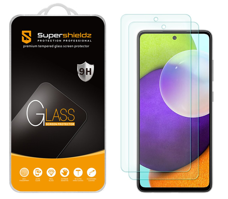 [2-Pack] Supershieldz for Samsung Galaxy A52/ A52 5G / A52s Tempered Glass Screen Protector, Anti-Scratch, Anti-Fingerprint, Bubble Free
