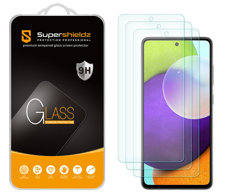 [3-Pack] Supershieldz for Samsung Galaxy A52/ A52 5G / A52s Tempered Glass Screen Protector, Anti-Scratch, Anti-Fingerprint, Bubble Free