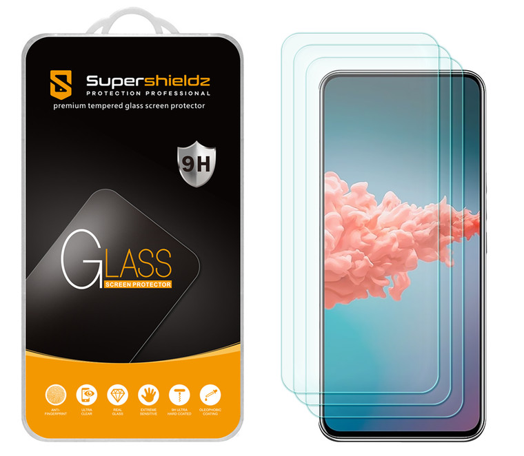 [3-Pack] Supershieldz for ZTE Axon 20 5G Tempered Glass Screen Protector, Anti-Scratch, Anti-Fingerprint, Bubble Free