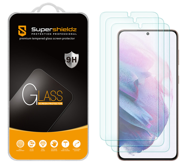 [3-Pack] Supershieldz for Samsung Galaxy S21 Plus 5G Tempered Glass Screen Protector, Anti-Scratch, Anti-Fingerprint, Bubble Free