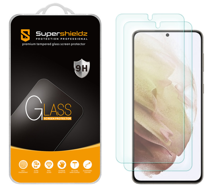 [2-Pack] Supershieldz for Samsung Galaxy S21 FE 5G Tempered Glass Screen Protector, Anti-Scratch, Anti-Fingerprint, Bubble Free