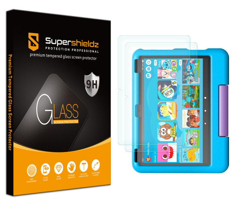 [2-Pack] Supershieldz for All-New Fire HD 10 Kids / Fire HD 10 Kids Pro Tablet 10.1 inch (11th Generation, 2021 Release) Tempered Glass Screen Protector, Anti-Scratch, Anti-Fingerprint, Bubble Free