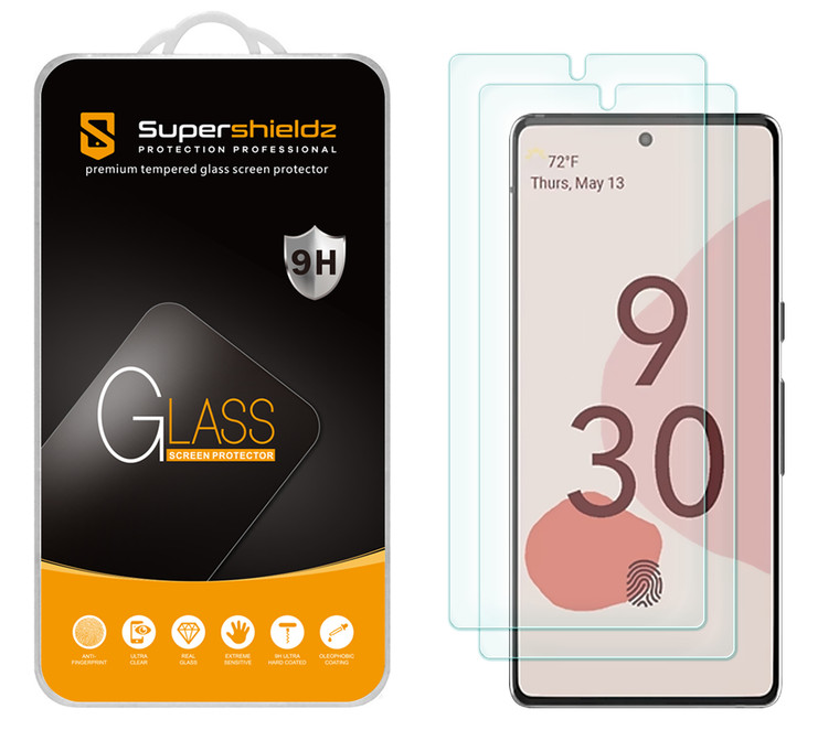 [2-Pack] Supershieldz for Google Pixel 6 Tempered Glass Screen Protector, Anti-Scratch, Anti-Fingerprint, Bubble Free