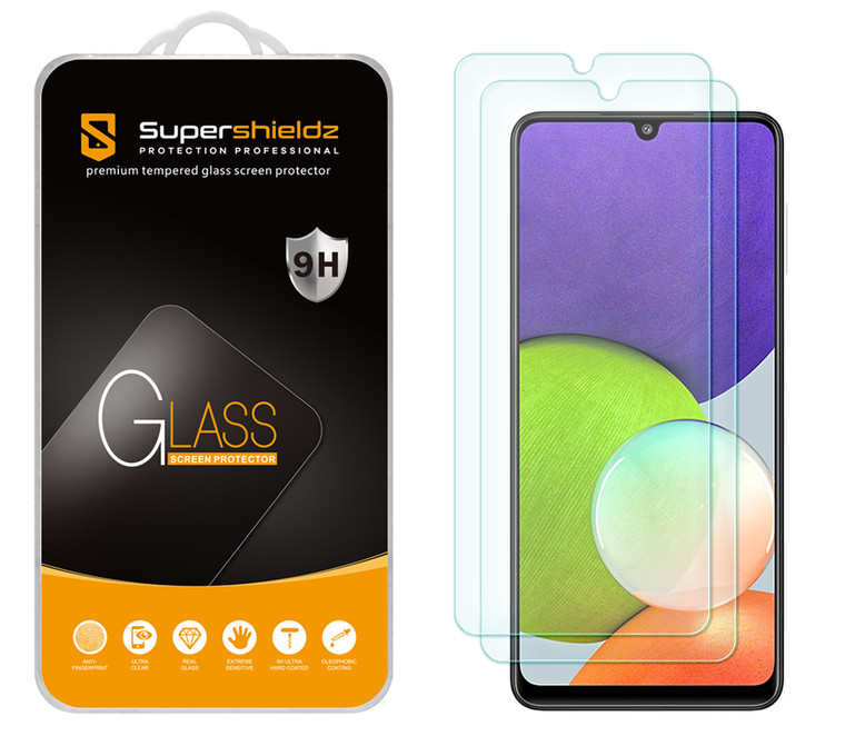 [2-Pack] Supershieldz for Samsung Galaxy A22 (6.4 inch) Tempered Glass Screen Protector, Anti-Scratch, Anti-Fingerprint, Bubble Free