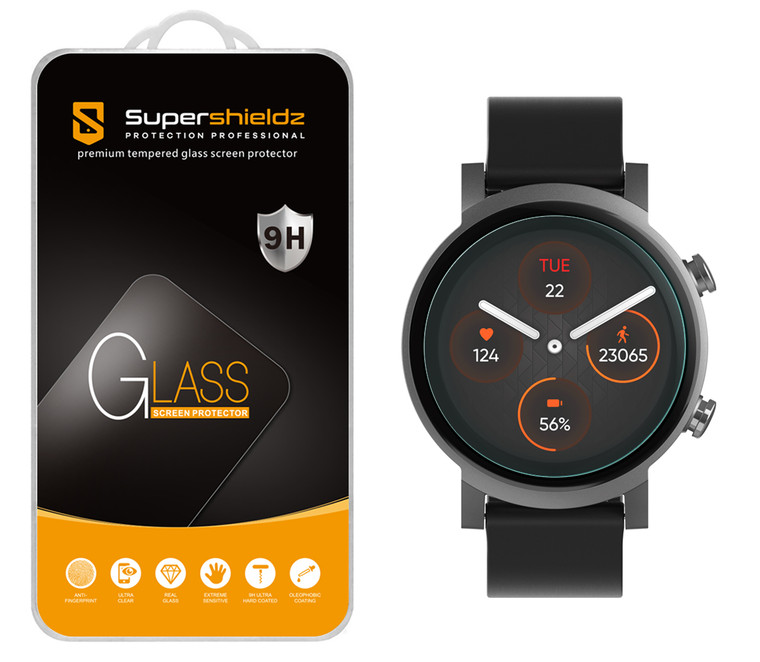 [2-Pack] Supershieldz for Ticwatch E3 Tempered Glass Screen Protector, Anti-Scratch, Anti-Fingerprint, Bubble Free
