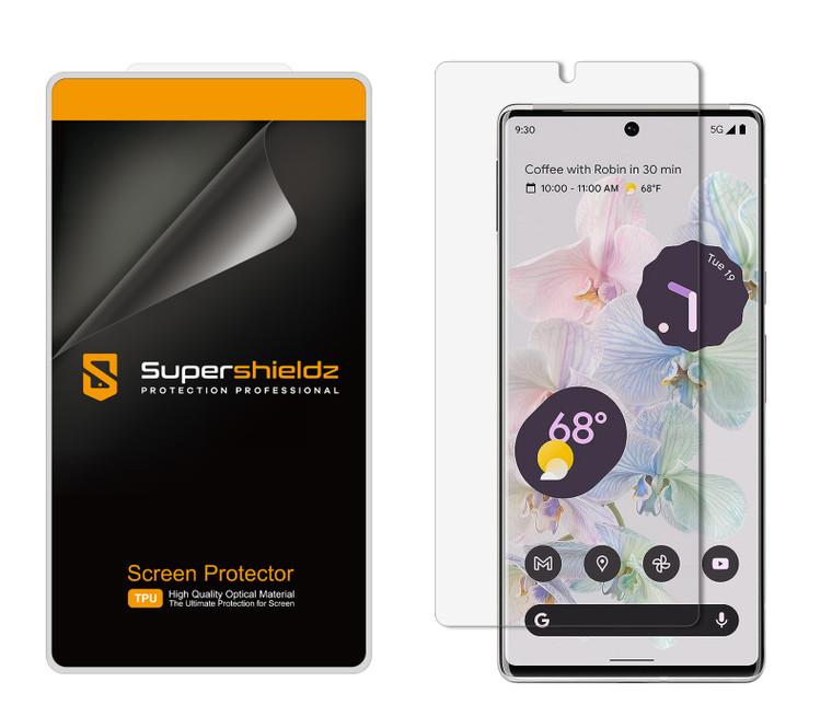 [2-Pack] Supershieldz for Google Pixel 6 Pro Screen Protector, [Full Screen Coverage] Anti-Bubble High Definition (HD) Clear Shield