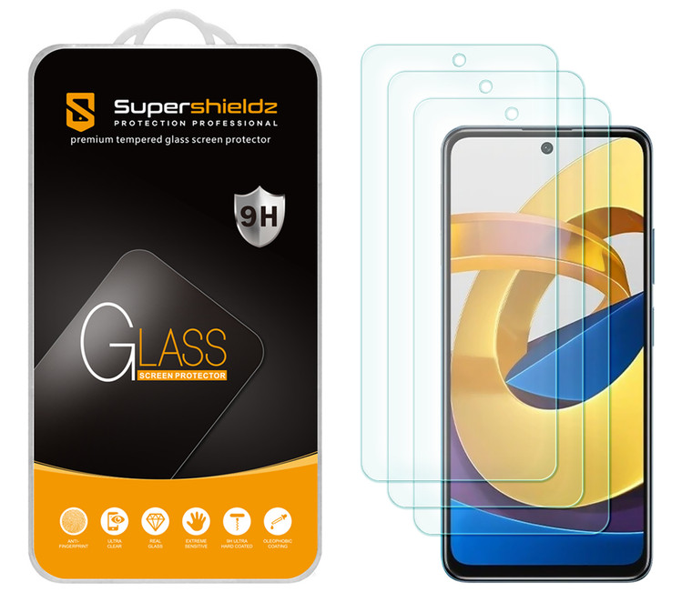 (3 Pack) Supershieldz Designed for Xiaomi Poco M4 Pro 5G Tempered Glass Screen Protector, Anti Scratch, Bubble Free
