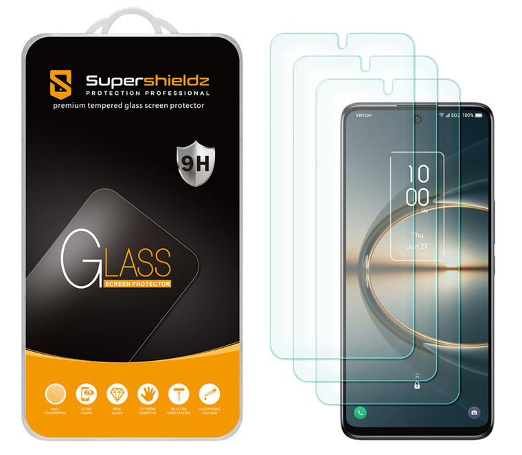 (3 Pack) Supershieldz Designed for TCL 30 V 5G Tempered Glass Screen Protector, Anti Scratch, Bubble Free