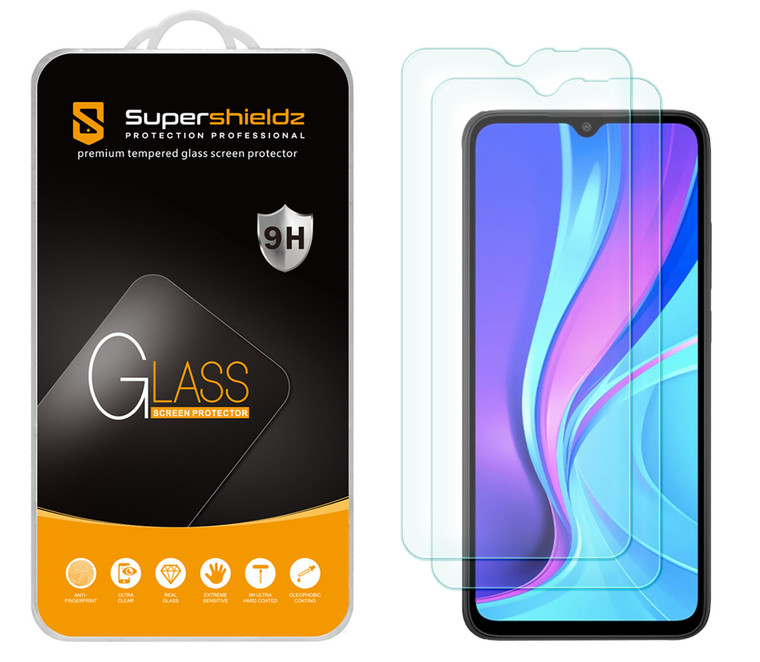 (2 Pack) Supershieldz Designed for Xiaomi Redmi 9 Tempered Glass Screen Protector, Anti Scratch, Bubble Free