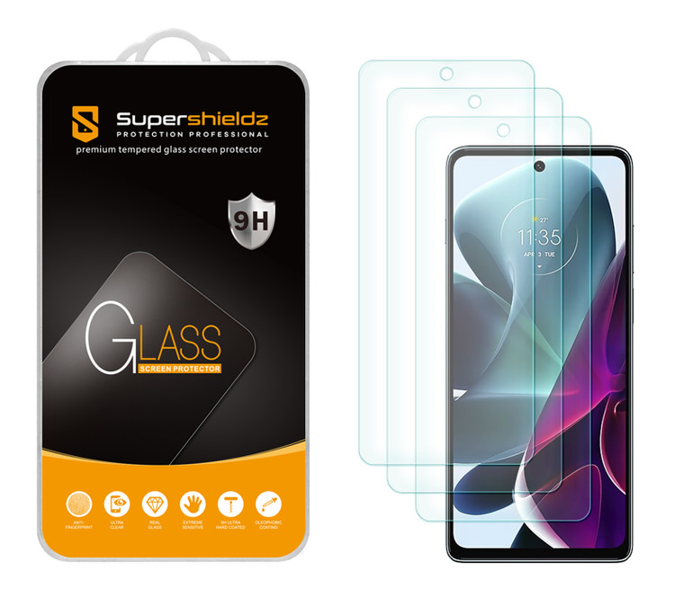 (3 Pack) Supershieldz Designed for Motorola Moto G200 5G Tempered Glass Screen Protector, Anti Scratch, Bubble Free